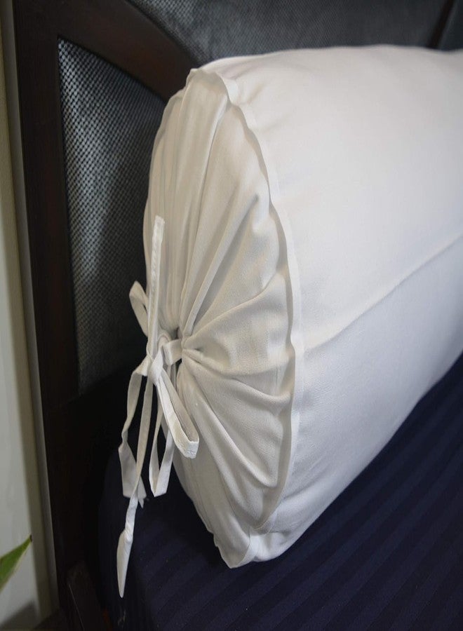 Saffron Neck Roll Pillow Covers White and Black (White, 6" x 16" (15 cm x 40cm)) - Image 4