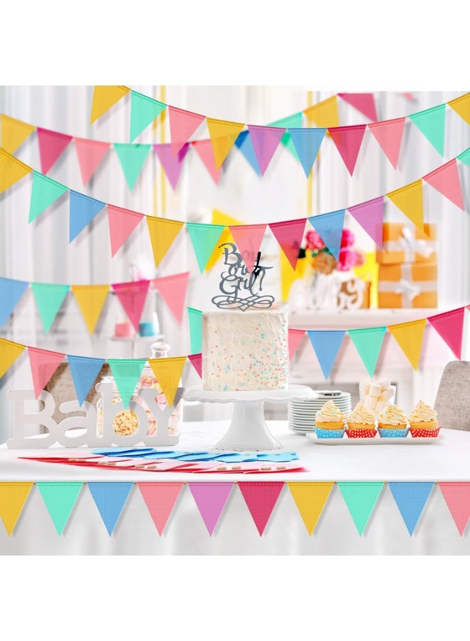 Pennant Banner Flags Pastel 2 strings 24pcs Colorful Triangle Banners for Birthdays Easter Classroom School Carnival Garland Outdoor Burlap Bunting Party Decorations - Image 4