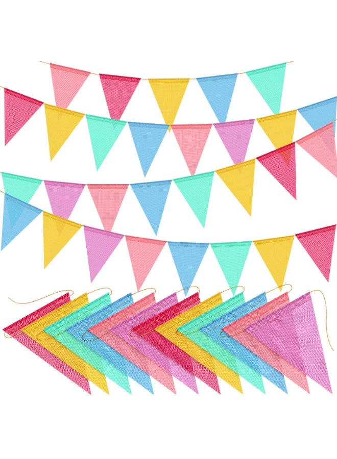 Pennant Banner Flags Pastel 2 strings 24pcs Colorful Triangle Banners for Birthdays Easter Classroom School Carnival Garland Outdoor Burlap Bunting Party Decorations - Image 1