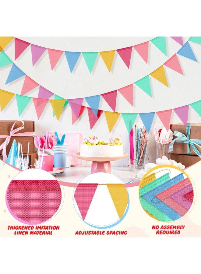 Pennant Banner Flags Pastel 2 strings 24pcs Colorful Triangle Banners for Birthdays Easter Classroom School Carnival Garland Outdoor Burlap Bunting Party Decorations - Image 3