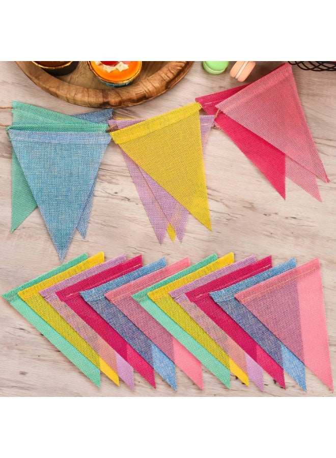Pennant Banner Flags Pastel 2 strings 24pcs Colorful Triangle Banners for Birthdays Easter Classroom School Carnival Garland Outdoor Burlap Bunting Party Decorations - Image 2