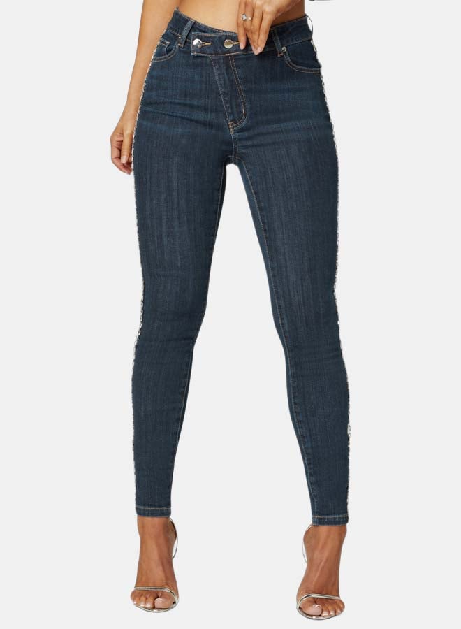 bebe Natural Waist Chain Detail Skinny Leg Jeans - Image 2