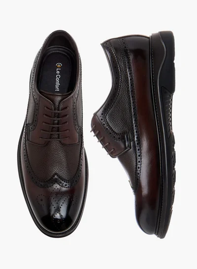 لو كونفورت Textured Lace-Up Derby Shoes