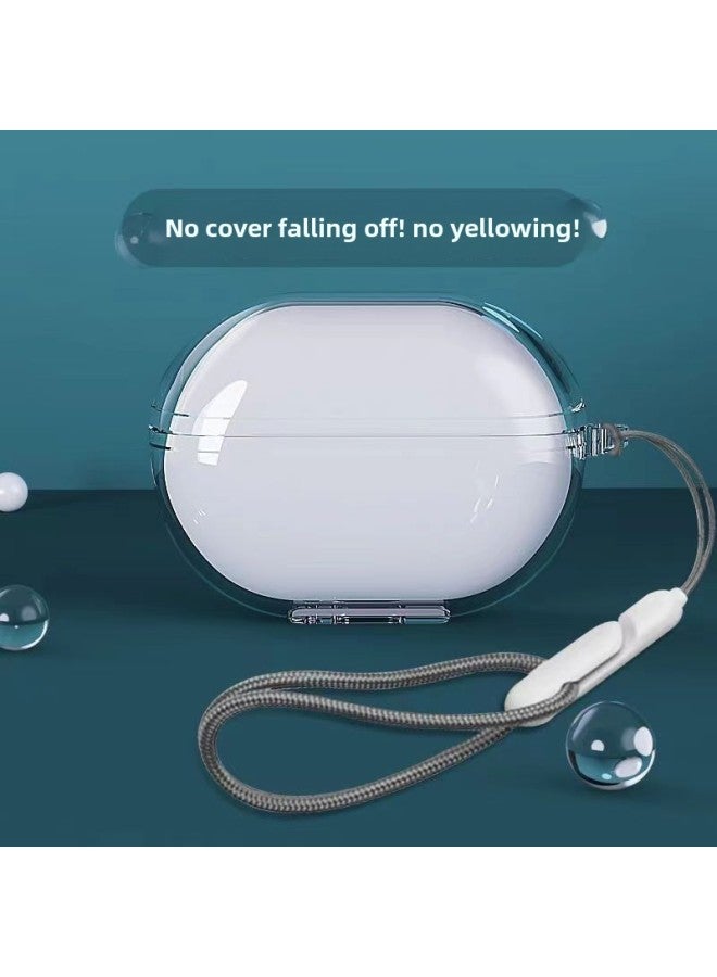 For Huawei Freebuds6i Bluetooth Earphone Case Simple Transparent Drop-Resistant Transparent TPU Earphone Protective Cover-Color:Transparent Soft Shell + [pearl Bag + Lanyard]-Model:Huawei Freebuds Pro 4  - Image 1