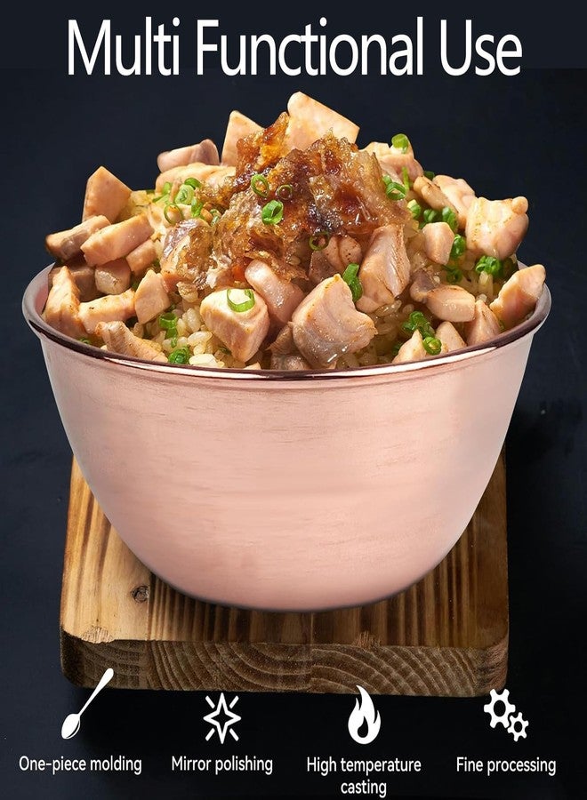 YOIHOJET 8''Pure Copper Bowl, 99.99% Copper Bowl for Kitchen, Coppers Mixing Bowls for Salad, Egg Beating, Pure Coppers Bowls for Family Friends - Image 4