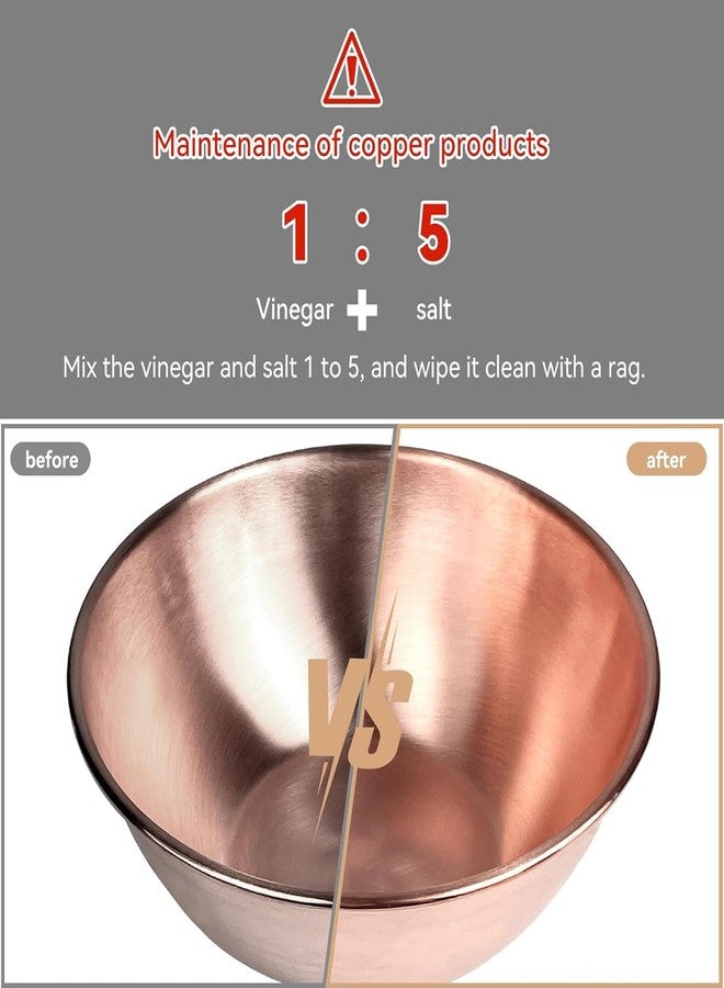 YOIHOJET 8''Pure Copper Bowl, 99.99% Copper Bowl for Kitchen, Coppers Mixing Bowls for Salad, Egg Beating, Pure Coppers Bowls for Family Friends - Image 3