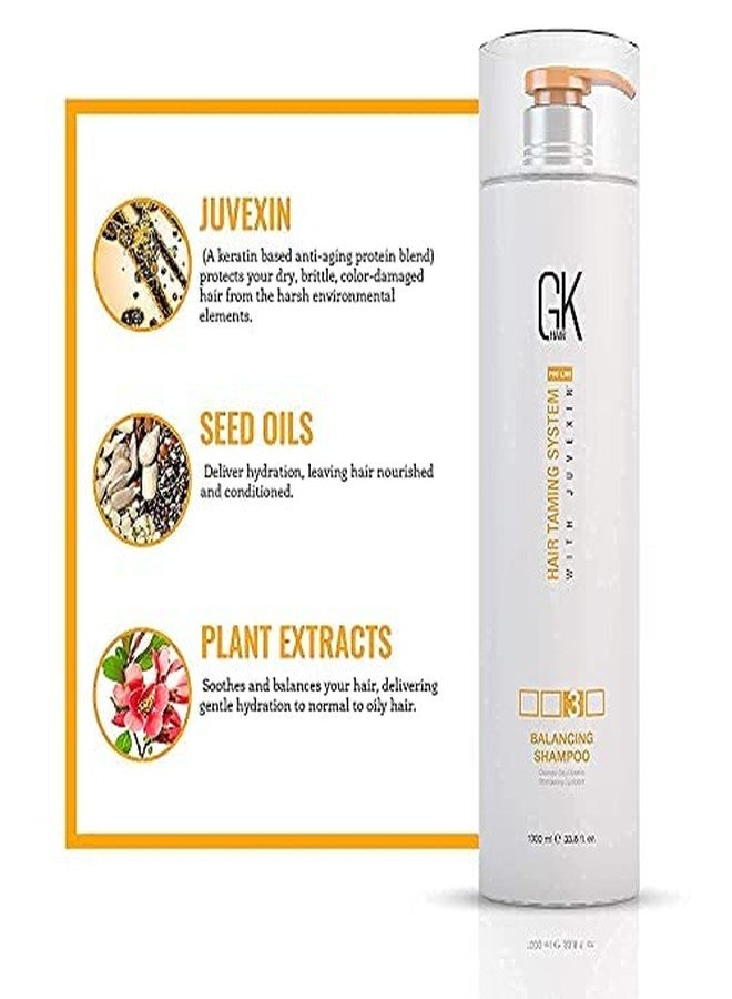 GK HAIR Global Keratin Balancing Shampoo 1000ml For Oily Hair And Scalp Restores Scalp pH Level - Sulfate And Paraben Free - Image 3