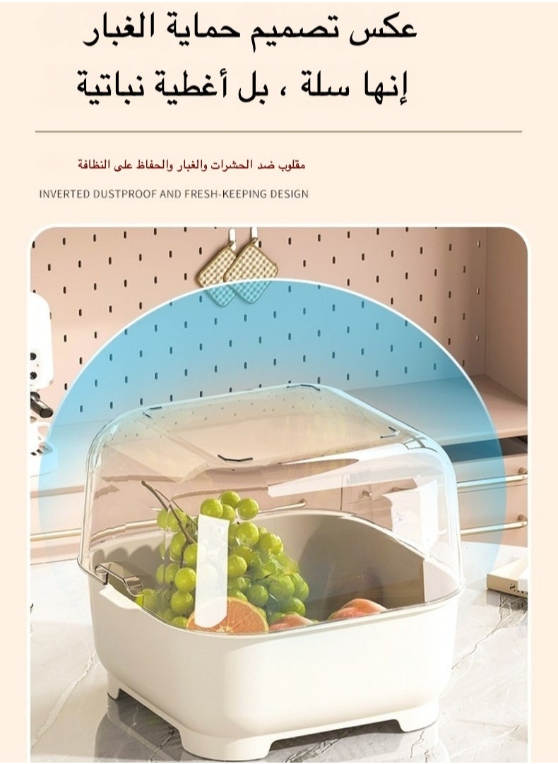 ماركة غير محددة سلة تجفيف مزدوجة للمطبخ - سعة كبيرة لتنظيف الخضروات والفواكه  - Image 5