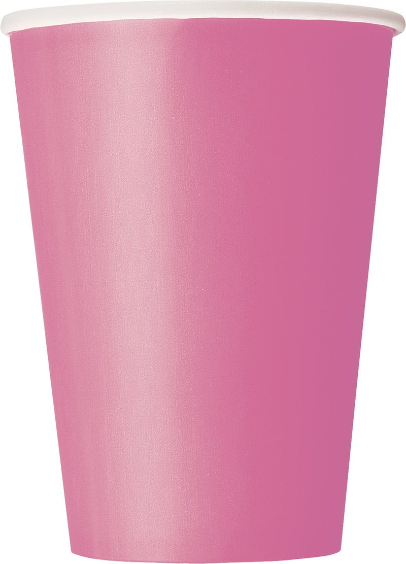 Plain Hot Pink Disposable Paper Cups  12 oz Pack of 10  Ideal for Parties Picnics  All Occasions