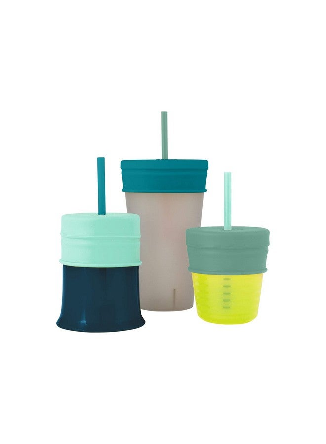 بون أغطية أكواب الشرب المصنوعة من السيليكون من Boon Snug مع شفاطات - تتضمن 3 أغطية و3 شفاطات - حوّل أي أكواب للأطفال أو أكواب الأطفال الصغار إلى أكواب شرب مزودة بشفاطة - مستلزمات تغذية الأطفال الصغار ومستلزمات السفر - أخضر - Image 1