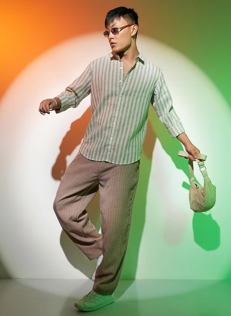 CAHOOT  Men's Moon Grey Heathered-Stripe Shirt for Men | Best Price UAE