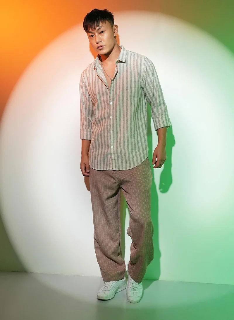 CAHOOT  Men's Moon Grey Heathered-Stripe Shirt for Men | Best Price UAE