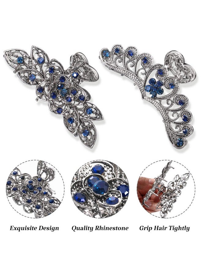 Chuangdi 4 Pieces Metal Hair Clips Large Vintage Flower Hair Claw Jaw Clips Nonslip Metal Rhinestone Hair Claw Jaw Clips Barrette Accessories For Women Girls  - Image 2
