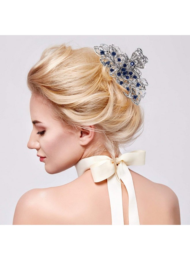 Chuangdi 4 Pieces Metal Hair Clips Large Vintage Flower Hair Claw Jaw Clips Nonslip Metal Rhinestone Hair Claw Jaw Clips Barrette Accessories For Women Girls  - Image 4