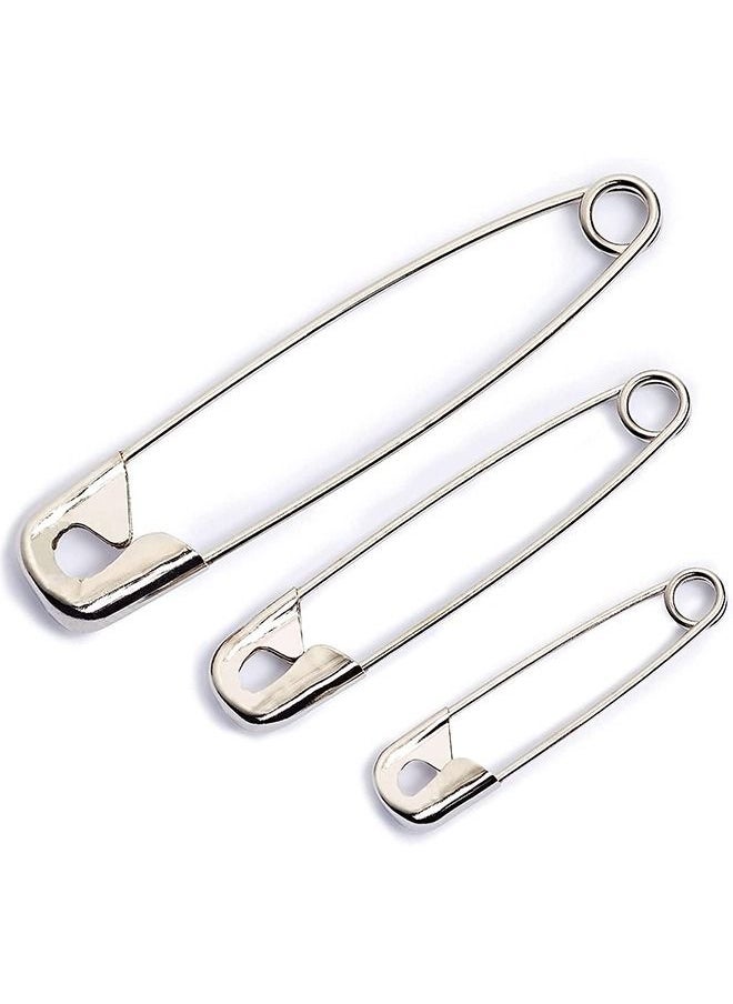 Safety Pins 90pcs 3-Size Strong and Heavy Duty Nickel Plated Safety Perfect for Clothes Crafts Sewing Pinning and More - Image 1