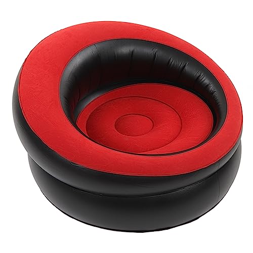 YOSOO Yosoo Flocking Futon Sofa, Inflatable Chair Set - Red, Soft, Ultra Portable, Small Size, Backless, Armless, for Living  - Image 2