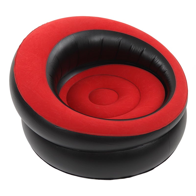 YOSOO Yosoo Flocking Futon Sofa, Inflatable Chair Set - Red, Soft, Ultra Portable, Small Size, Backless, Armless, for Living  - Image 1