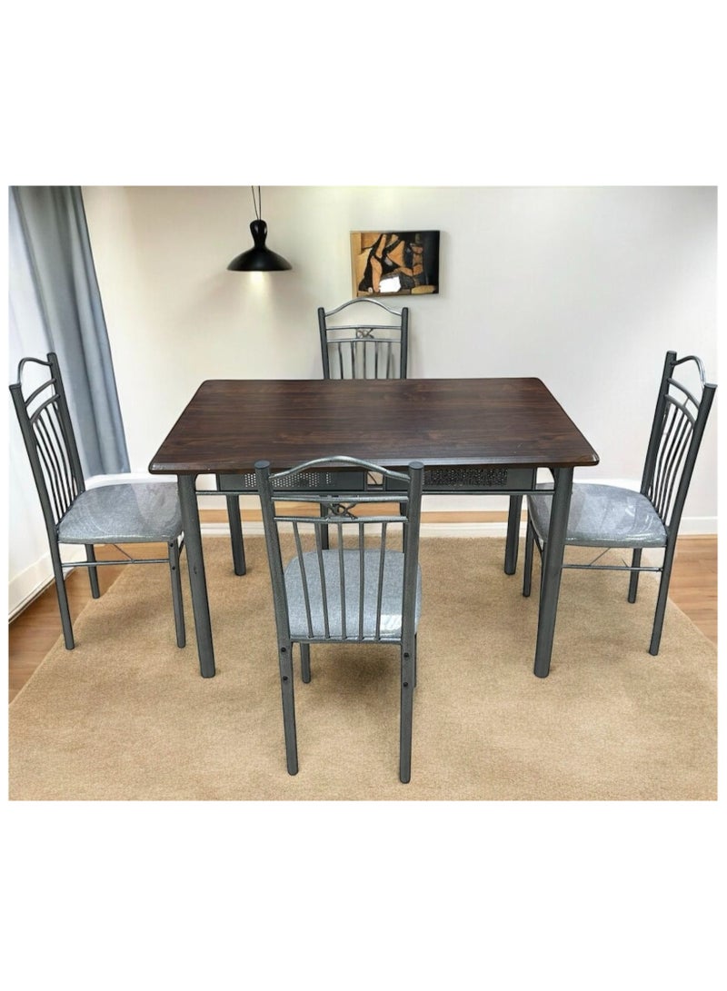 l'elefante 5-Piece Dining Table Set for 4 People – Modern Compact Kitchen Table with 4 Chairs for Dining Room, Apartment, Small Space – Durable Wood & Metal Frame, Easy  - Image 1