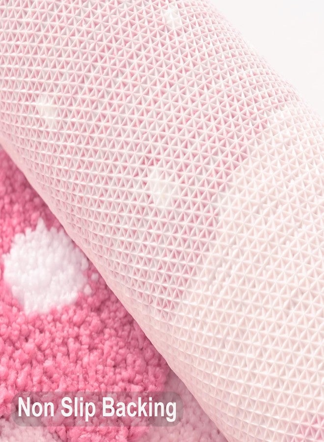 Anybar U-Shaped Toilet Rug 20x20'' - Super Soft Absorbent Bathroom Mat with Cute Strawberry & Flower Design, Non-Slip Quick-Dry Washable Contour Rug for Toilet, Bath Mats for Bathroom Decor（Pink） - Image 5