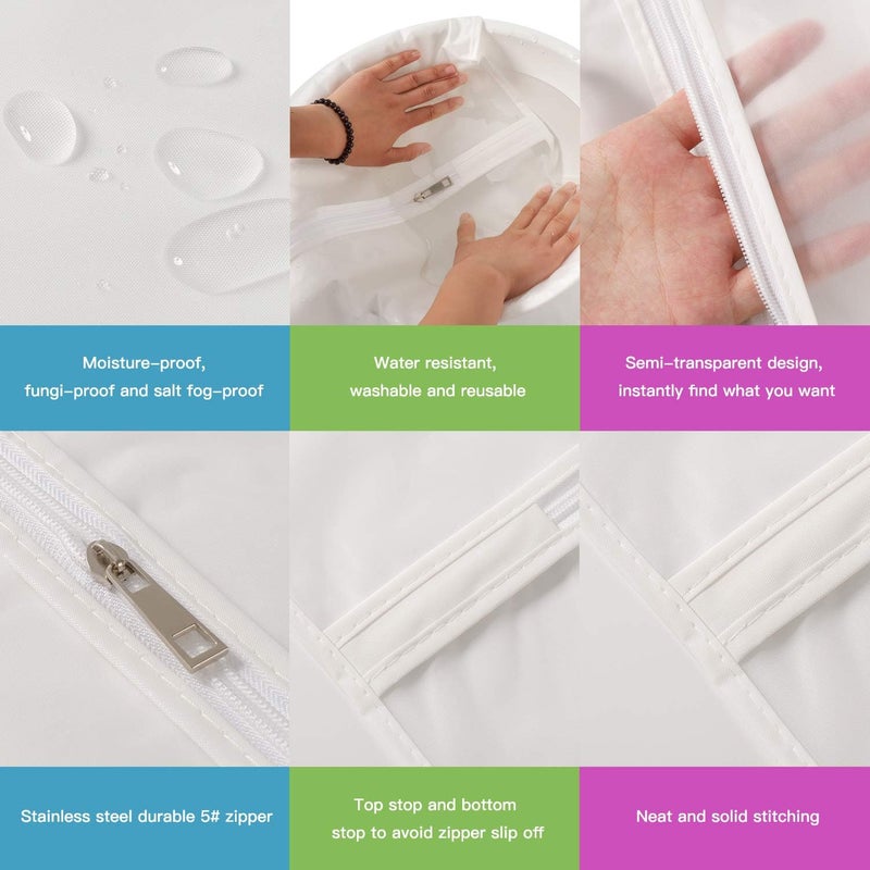VOSIGREEN 12-Pack Hanging Garment Bags - 31 Inch Clear Clothes Storage Covers with Full Zipper | Translucent Dust-Proof Organizers for Closet, Travel, Kids Clothes & Seasonal Wardrobe Protection - Image 4