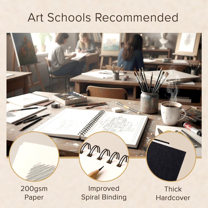 String & Space Artistâ€™s Sketchbook Hardcover â€“ 200GSM Very Thick Paper â€“ Large, Spiral Sketch Book for Drawing and Mixed Media â€“ Sketch Pad, Art Book - 8.25 x 11.4, 40 Sheets / 80 Pages - Image 5