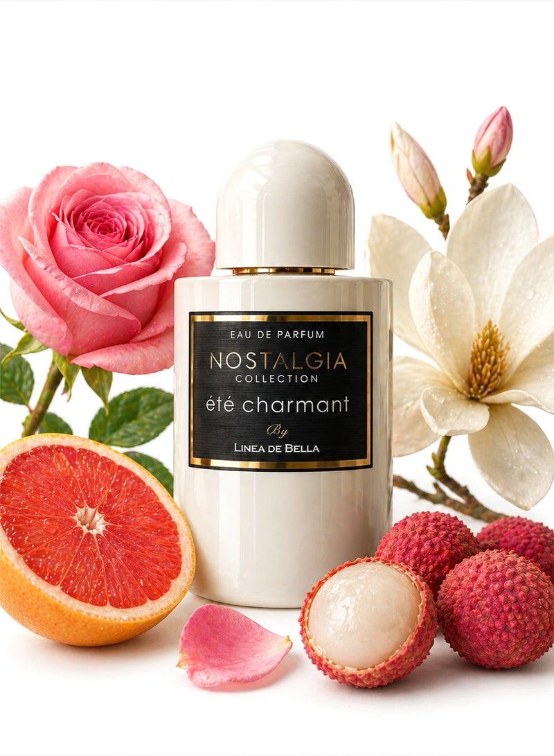 Linea De Bella Nostalgia Ete Charmant Eau De Parfum 100ML – Rose, Grapefruit & Litchi Fresh Floral Fragrance | Oakmoss, Cedarwood, Amber & Musk Long Lasting Perfume - Image 1