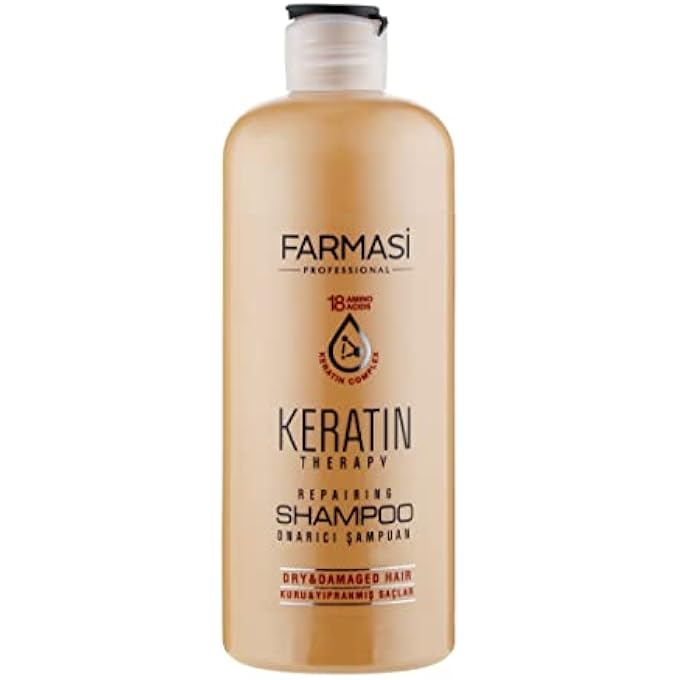 FARMASi Keratin Therapy Repairing Shampoo, Deep Cleansing & Nourishing Care for Dry Damaged Hair, Restores Softness Smoothness & Shine, 12.2 fl oz