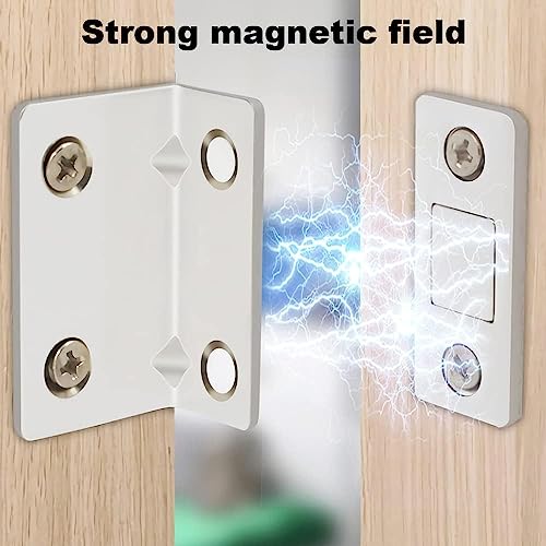 Boniry Magnetic Door Catch,Ultra Thin Cabinet Magnetic Catch with Strong Adhesive Sticker & Screws, Slim Drawer Magnets Locks Furniture Safety Latches (L-Shaped Silver, 6) - Image 4