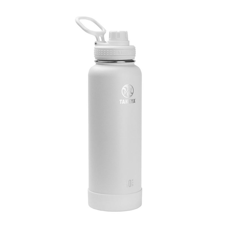 Takeya Actives Water Bottle with Spout Lid  Bottle with Double Stainless Steel Insulation  Dishwasher Safe  BPAFree  Bottle with Spout Lid  Removable Bumper  40 oz Arctic