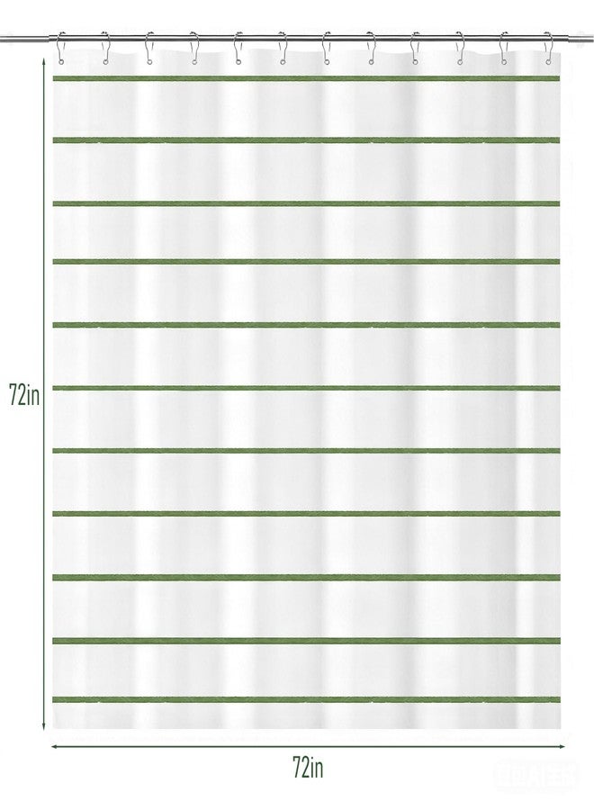 Treory Sage Green and White Striped Shower Curtain Set with Hooks, Waterproof Polyester Fabric, Printed Hand-Drawn Stripe Design, Modern Farmhouse Bathroom Decor, 72" x 72" - Image 2