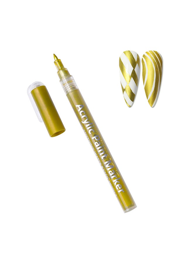 brunson Acrylic Paint Markers Pens  for Nails Painting Wood Fabric Card Paper Ceramic & Glass Paint Marker  APM(Gold)  - Image 1