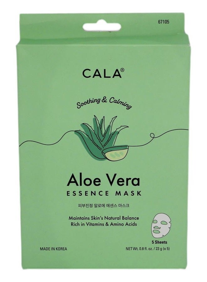 CALA Aloe vera essence facial mask sheets 5 count, 5 Count