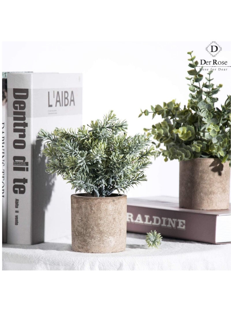 Arabest Artificial Potted Plants, 3 Pack Mini Potted Fake Plants Artificial Plastic Eucalyptus Plants for Home Office Desk Farmhouse Room Decor  - Image 3
