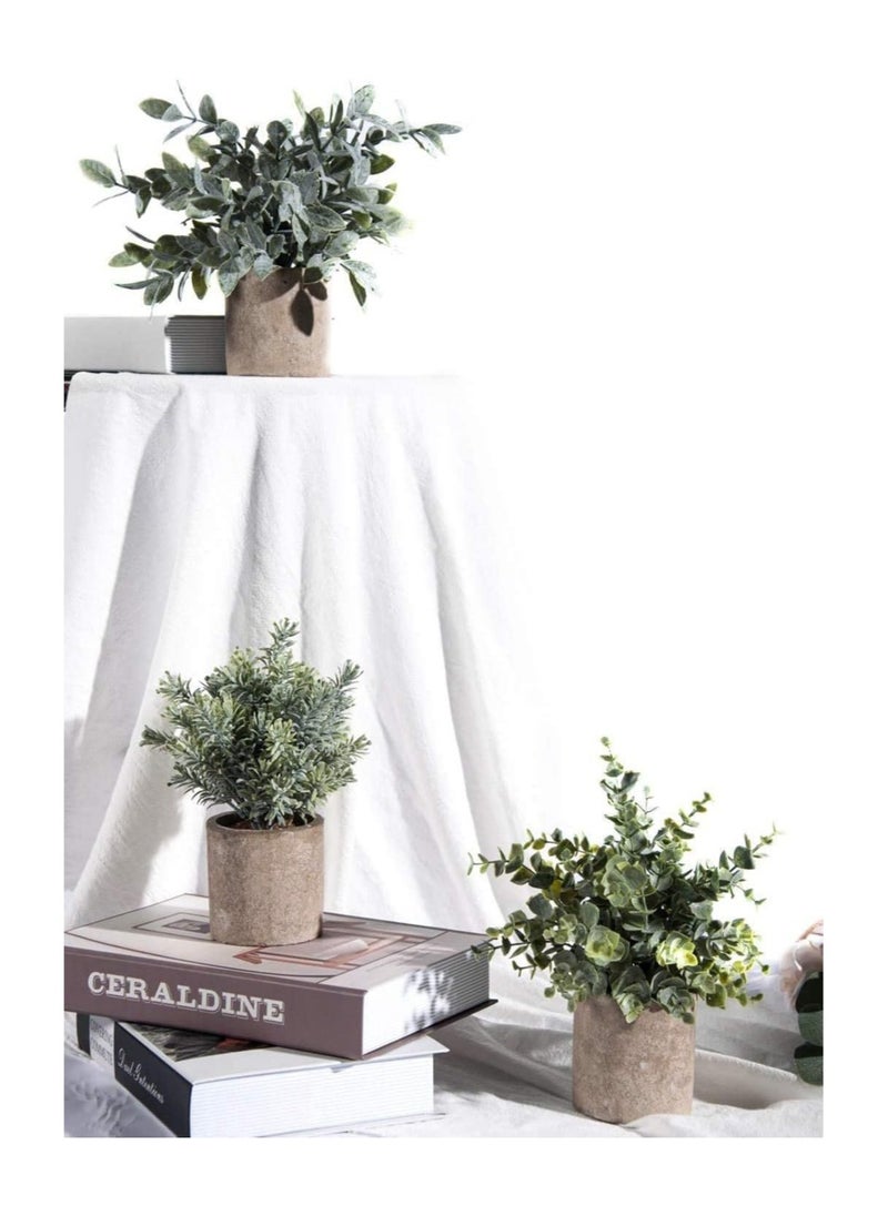 Arabest Artificial Potted Plants, 3 Pack Mini Potted Fake Plants Artificial Plastic Eucalyptus Plants for Home Office Desk Farmhouse Room Decor  - Image 5