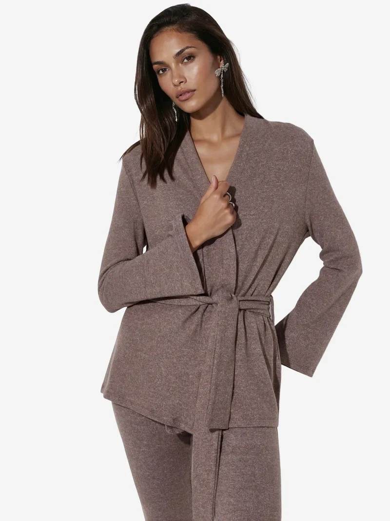 بوسيم BUSEM Belted Ribbed Knit Cardigan
