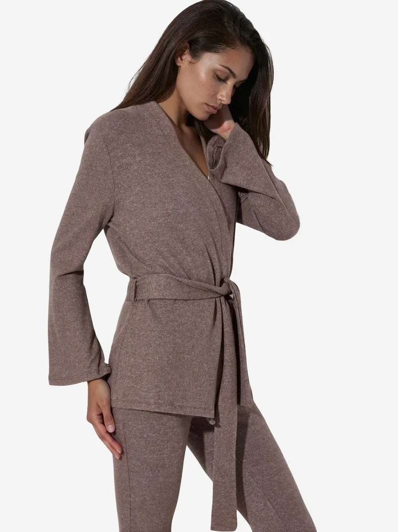 بوسيم BUSEM Belted Ribbed Knit Cardigan