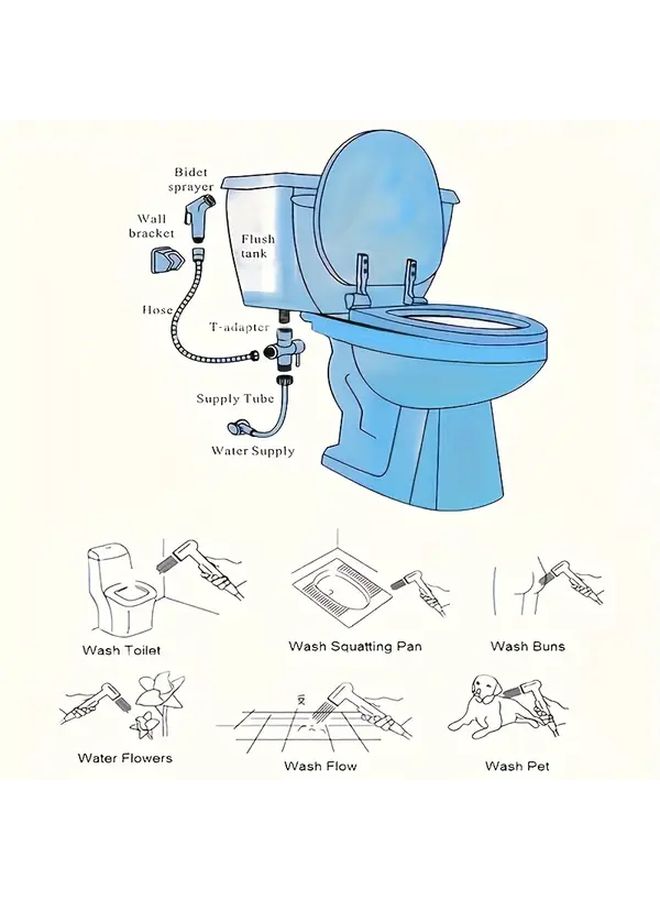 1pc Handheld Shower Sprayer Set With Hose Holder For Pet Bath Car Wash - Image 2