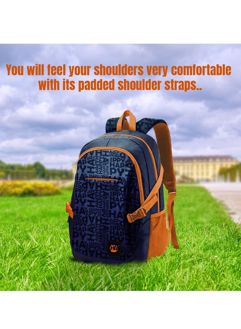 بيج ديزاين حقيبة ظهر للابتوب Biggdesign Moods Up للرجال والنساء، حقيبة عمل مقاومة للماء مع حجرة للابتوب، حقيبة سفر مع منفذ شحن USB، للابتوب والدفتر مقاس 15 إنش، مضادة للسرقة، لون كحلي. - Image 5