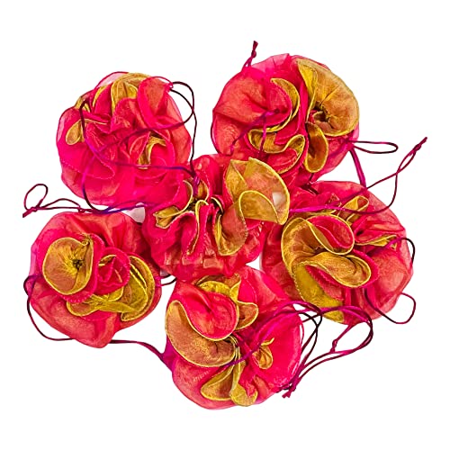 Moira 6pcs Tissue Silk Potli Tokri (500 gr) Drawstring Closure for Gifting, Jewellery Storage, Shagun (Medium 18 inch, Pink) - Image 1