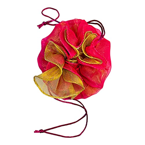 Moira 6pcs Tissue Silk Potli Tokri (500 gr) Drawstring Closure for Gifting, Jewellery Storage, Shagun (Medium 18 inch, Pink) - Image 5