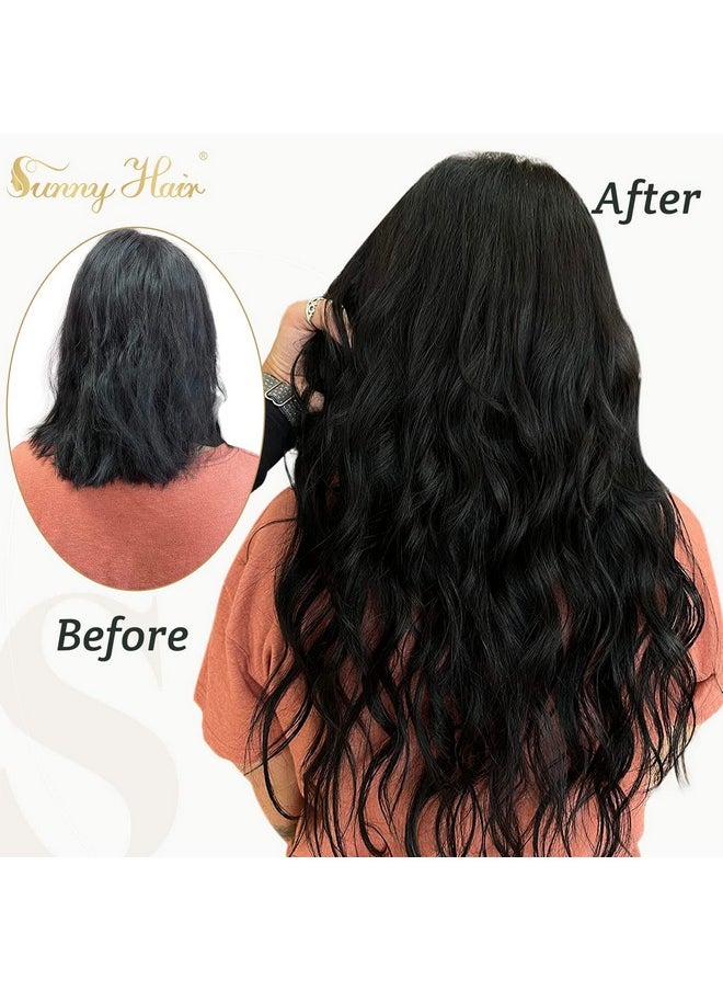 Ve Sunny E Sunny Human Hair Tape On Extensions Black Tape In Hair Extensions Real Human Hair 1 Color Jet Black Seamless Tape In Natural Hair Extensions Black 10Pcs 25G 18Inch  - Image 5