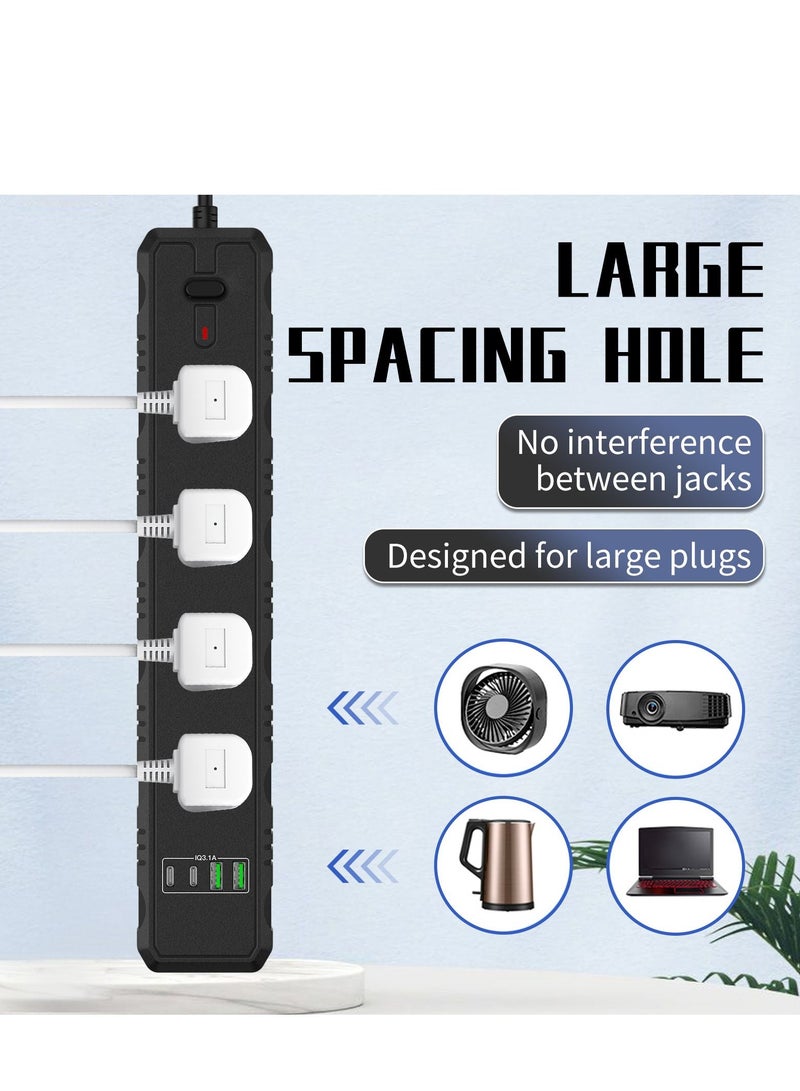 GULFLINK Power Extension Cord 2 Meter Cable With 4 Power Socket 2 USB 2 PD Power Strip White - Image 4