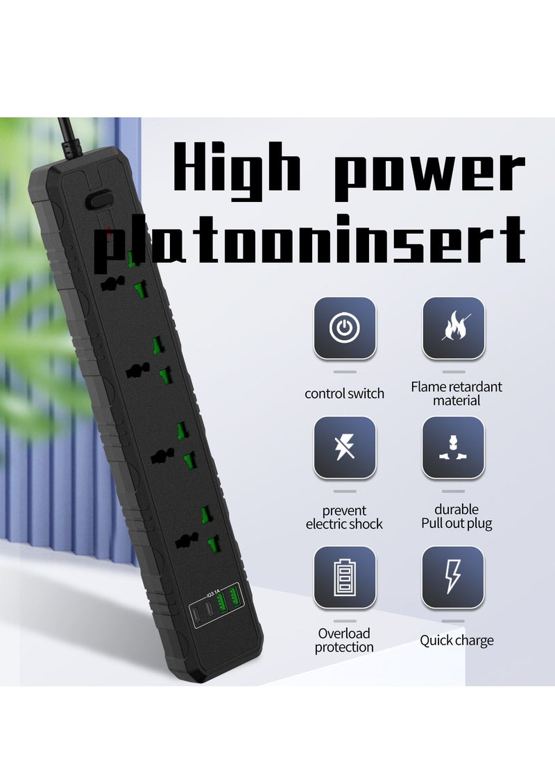 GULFLINK Power Extension Cord 2 Meter Cable With 4 Power Socket 2 USB 2 PD Power Strip White - Image 2