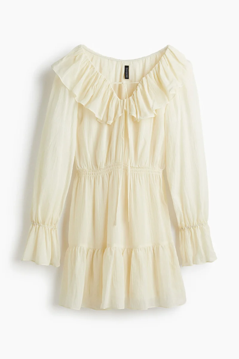 اتش اند ام فستان بياقة مكشكشة