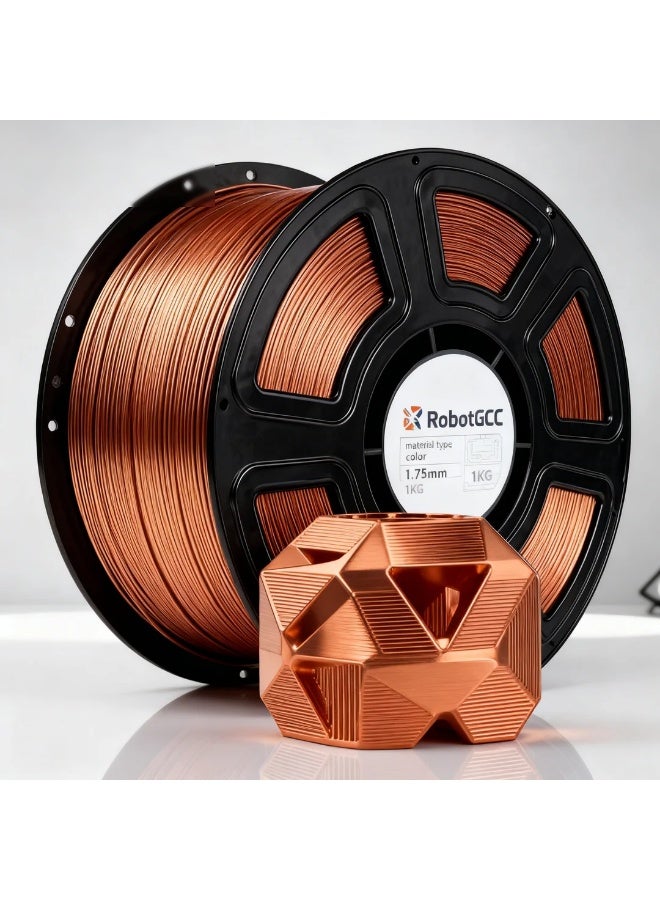 robotgcc Silk PLA Copper 3D Printer Filament 1.75mm 1KG | Metallic Glossy Finish | Smooth Extrusion, Low Warping, High Precision FDM Printing Material - Image 1