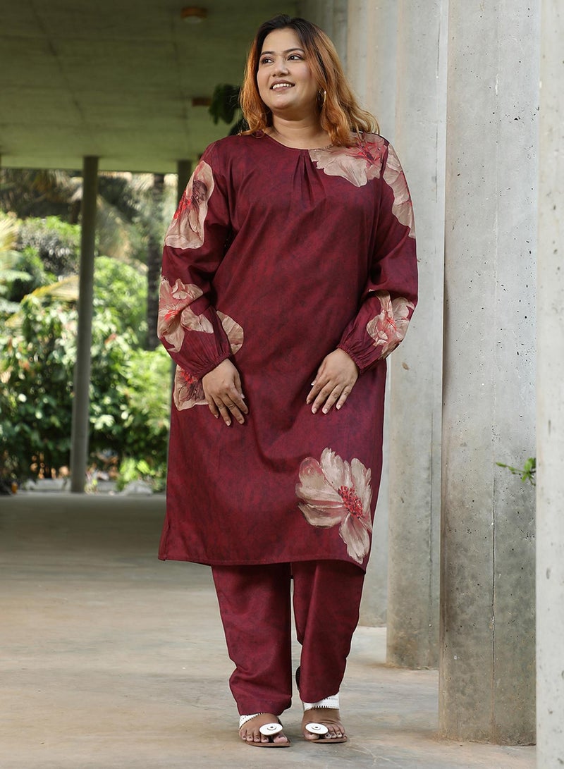 انستافاب بلس كيرتي نسائي وردي بوبّي فلورا مع بنطلون - Image 2