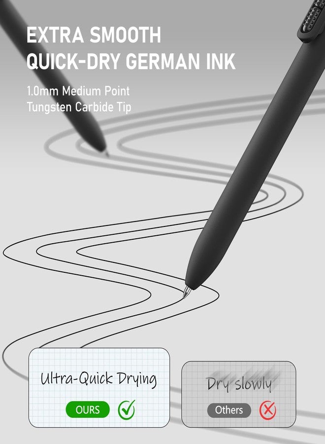 InkSlick 8 Pcs Black Ballpoint Pens - 1mm Medium Point Black Ink Pen | Smooth Writing Ball Point Pen for Men Women (Classic-8 pcs) - Image 3
