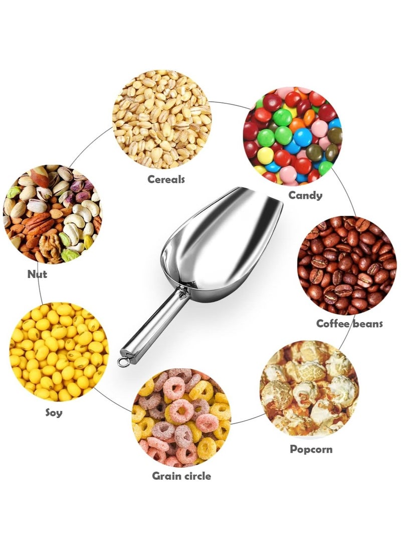 Mmmon Metal lce Scoop 6 Oz,Kitchen lce Scooper forIce Maker, Small Food Scoops for Bar PartyWedding Pet Dog Food,Stainless Steel Silver  - Image 3