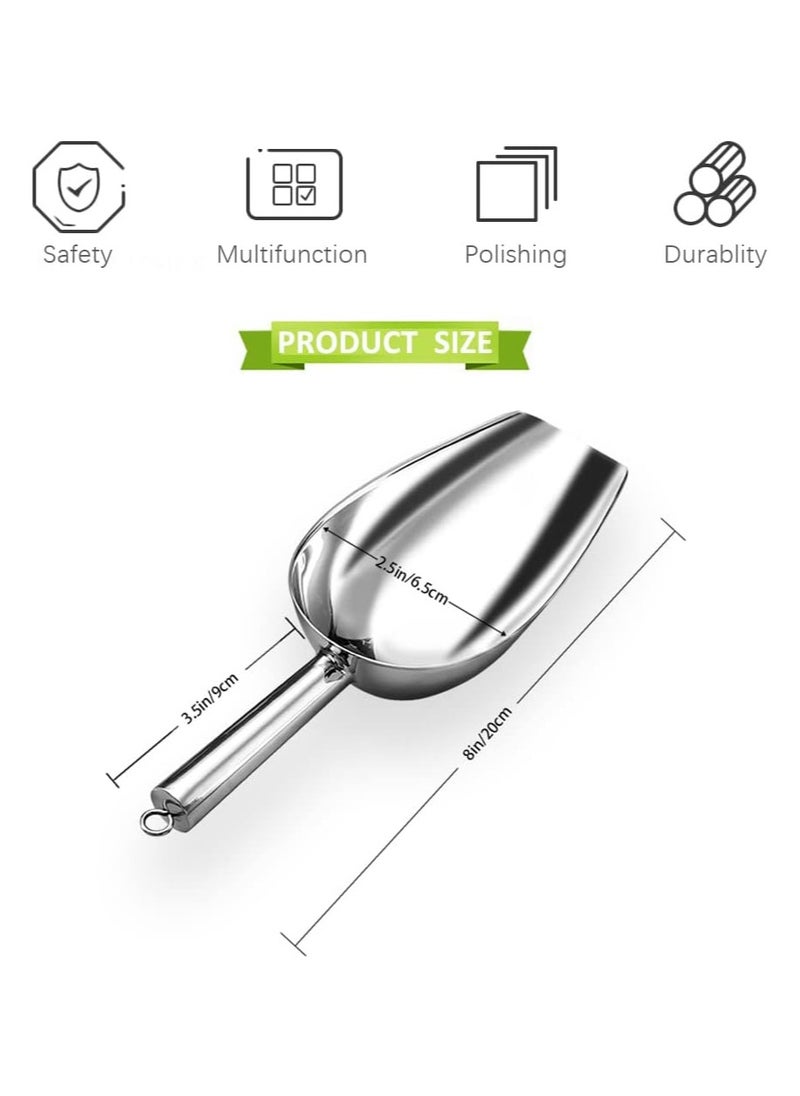Mmmon Metal lce Scoop 6 Oz,Kitchen lce Scooper forIce Maker, Small Food Scoops for Bar PartyWedding Pet Dog Food,Stainless Steel Silver  - Image 2