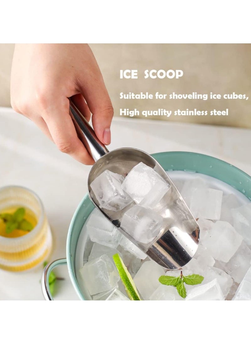 Mmmon Metal lce Scoop 6 Oz,Kitchen lce Scooper forIce Maker, Small Food Scoops for Bar PartyWedding Pet Dog Food,Stainless Steel Silver  - Image 4